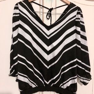 White House Black Market Striped Tie Top
